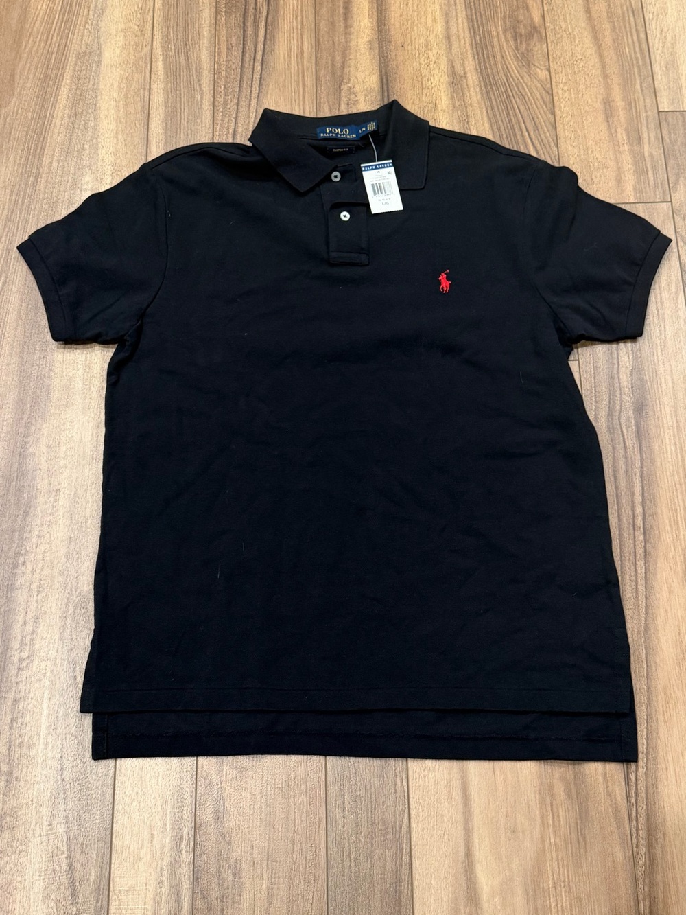 Ralph Lauren Black Polo with Red Pony Embroidery